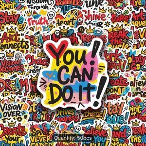 50 Motivational Sticker - Colorful Graffiti Style